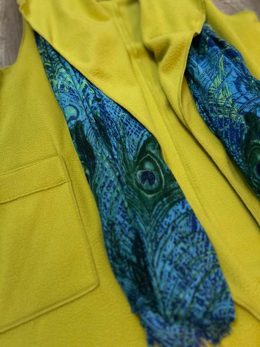 Le Moda lime green Fleece Open Front Vest - Picture 5 of 6